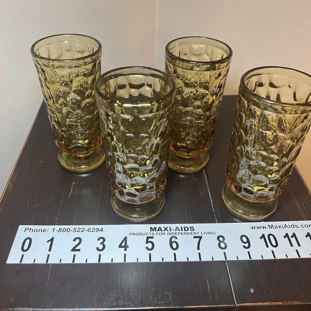 5 Fostoria Lemon Twist PEBBLE BEACH By Ben Seibel 10 OZ Footed Goblets 6